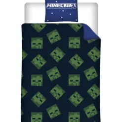 AymaxParure housse de couette garçon MINECRAFT bleu réversible en polycoton 140x200 cm + 1 taie