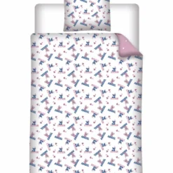 AymaxParure housse de couette enfant mixte STITCH rose réversible en polycoton 140x200 cm + taie
