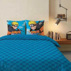 AymaxParure housse de couette garçon NARUTO multicolore réversible en coton 140x200 cm + taie