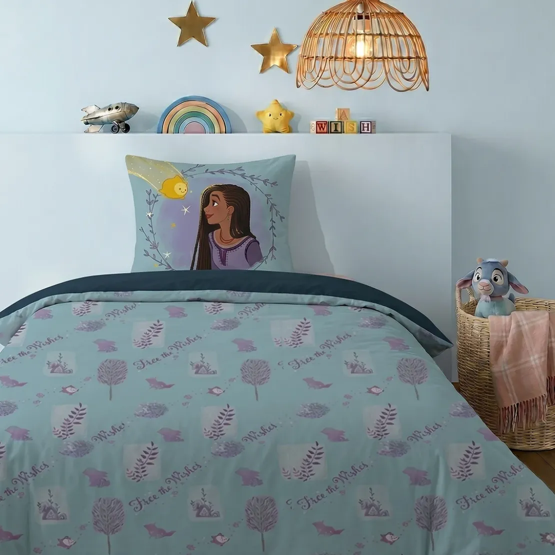 AymaxParure housse de couette fille WISH vert réversible en polycoton 140x200 cm + 1 taie