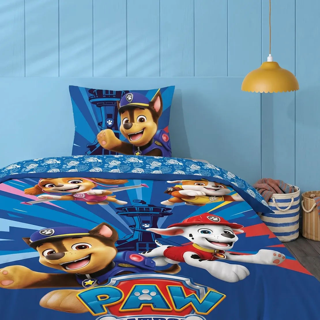 AymaxParure housse de couette enfant mixte PAT' PATROUILLE bleu réversible en polycoton 140x200 cm + taie