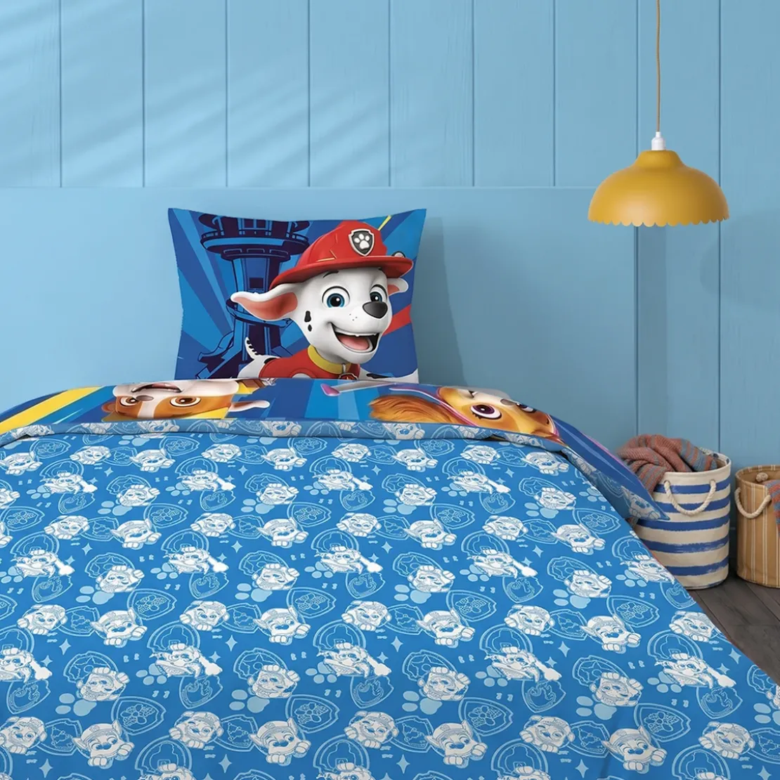 AymaxParure housse de couette enfant mixte PAT' PATROUILLE bleu réversible en polycoton 140x200 cm + taie