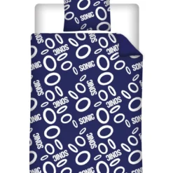 AymaxParure housse de couette garçon SONIC bleu marine réversible en polycoton 140x200 cm + taie