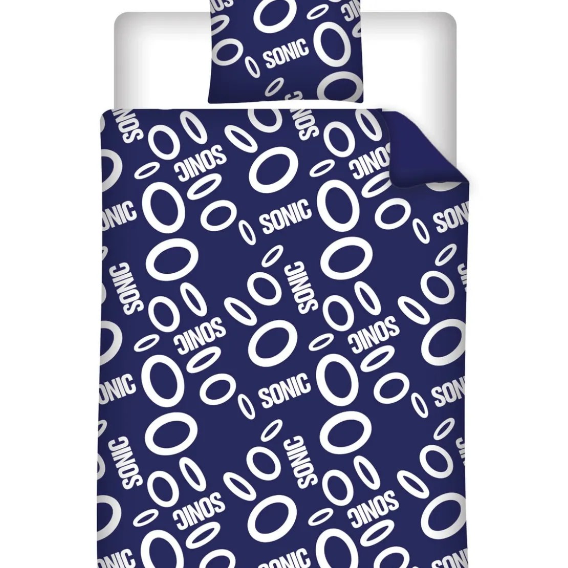 AymaxParure housse de couette garçon SONIC bleu marine réversible en polycoton 140x200 cm + taie
