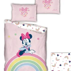 AymaxParure housse de couette fille MINNIE rose clair réversible en polycoton 140x200 cm + 1 taie
