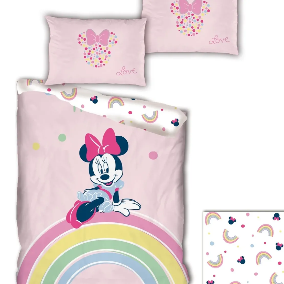 AymaxParure housse de couette fille MINNIE rose clair réversible en polycoton 140x200 cm + 1 taie
