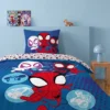 AymaxParure housse de couette garçon SPIDERMAN bleu réversible en polycoton 140x200 cm + taie