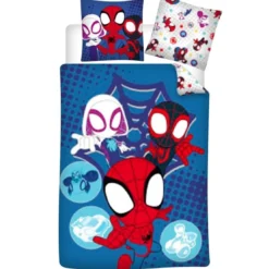 AymaxParure housse de couette garçon SPIDERMAN bleu réversible en polycoton 140x200 cm + taie