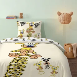 AymaxParure housse de couette enfant mixte MARSUPILAMI jaune pâle réversible en polycoton 140x200 cm + taie