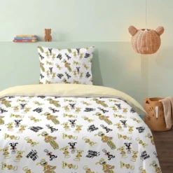 AymaxParure housse de couette enfant mixte MARSUPILAMI jaune pâle réversible en polycoton 140x200 cm + taie