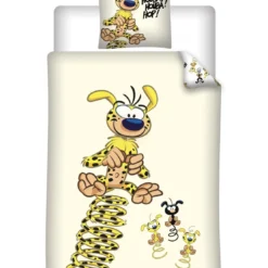 AymaxParure housse de couette enfant mixte MARSUPILAMI jaune pâle réversible en polycoton 140x200 cm + taie
