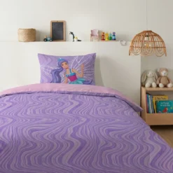 AymaxParure housse de couette fille BARBIE rose réversible en coton 140x200 cm + 1 taie