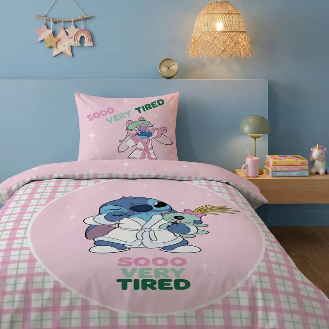 AymaxParure housse de couette enfant mixte STITCH rose réversible en polycoton 140x200 cm + 1 taie