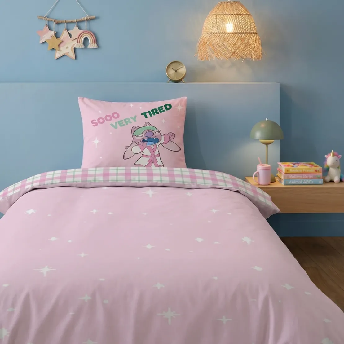 AymaxParure housse de couette enfant mixte STITCH rose réversible en polycoton 140x200 cm + 1 taie