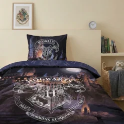 AymaxParure housse de couette enfant mixte HARRY POTTER bleu nuit réversible en polycoton 140x200 cm + 1 taie