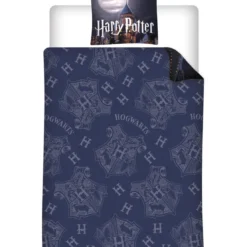 AymaxParure housse de couette enfant mixte HARRY POTTER bleu nuit réversible en polycoton 140x200 cm + 1 taie
