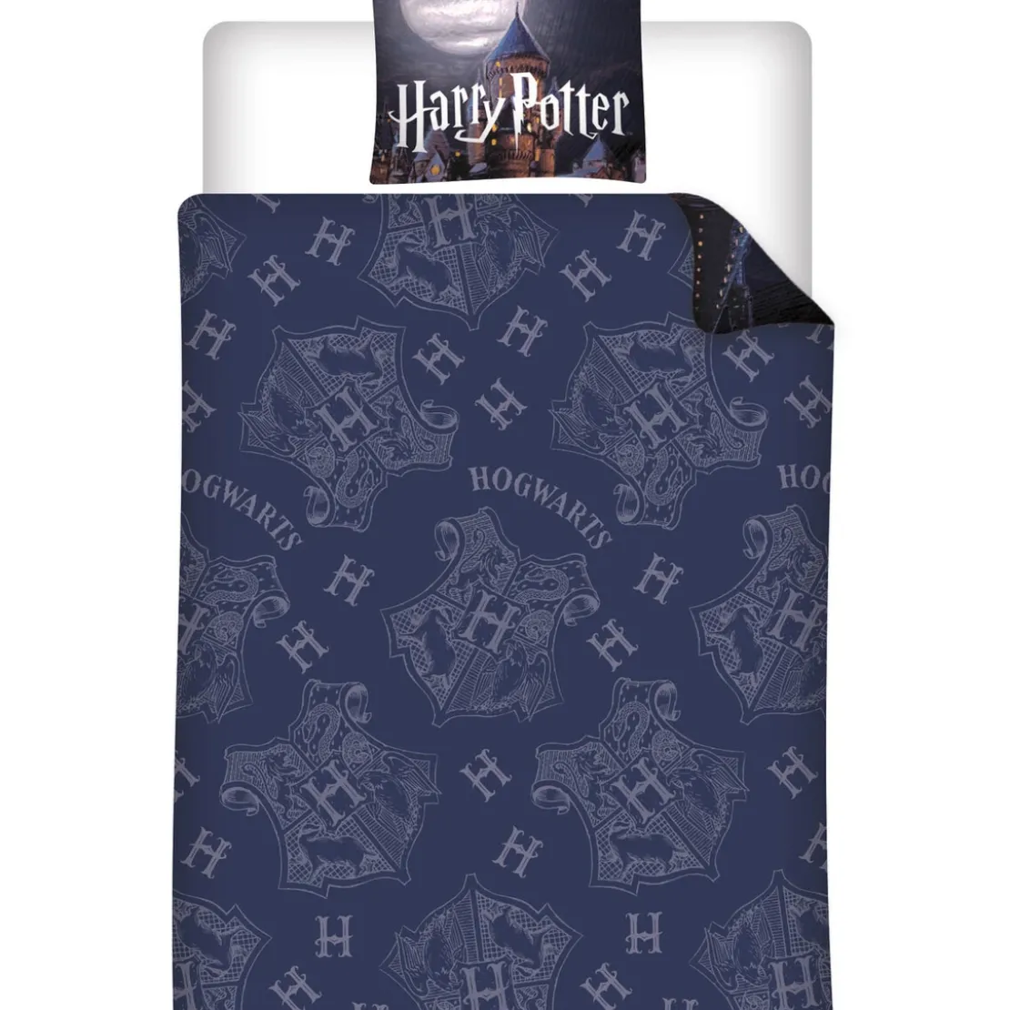 AymaxParure housse de couette enfant mixte HARRY POTTER bleu nuit réversible en polycoton 140x200 cm + 1 taie