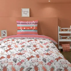 AymaxParure housse de couette fille HELLO KITTY blanc réversible en polycoton 140x200 cm + 1 taie