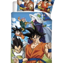 AymaxParure housse de couette garçon DRAGON BALL Z multicolore réversible en coton 140x200 cm + 1 taie