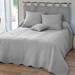 BecquetBoutis ou couvre lit en coton gris perle - BAILLARGUES