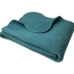 BecquetBoutis ou couvre lit en coton bleu canard - BAILLARGUES