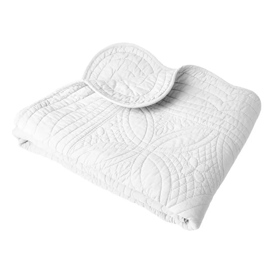BecquetBoutis ou couvre lit uni en coton blanc écru - BAILLARGUES