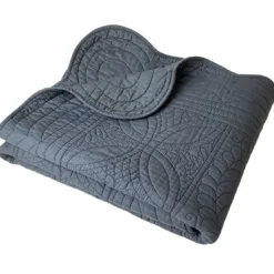 BecquetBoutis ou couvre lit uni en coton gris - BAILLARGUES
