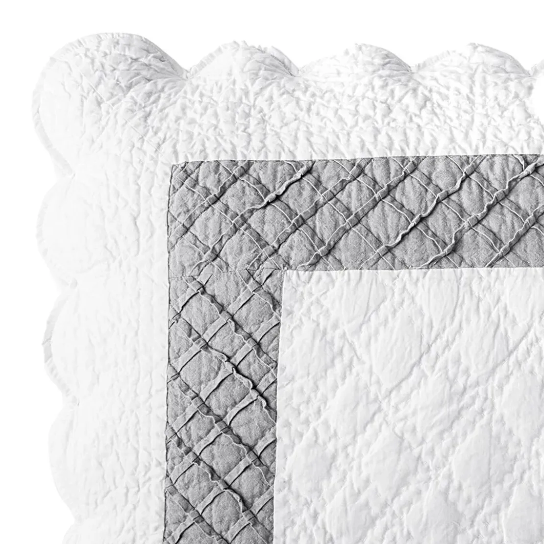 BecquetBoutis, plaid en coton bicolore-blanc/gris