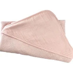 BecquetCape de bain bébé gaze de coton 75 x 75 cm GAZECAPE - rose