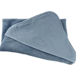 BecquetCape de bain bébé gaze de coton 75 x 75 cm GAZECAPE - bleu