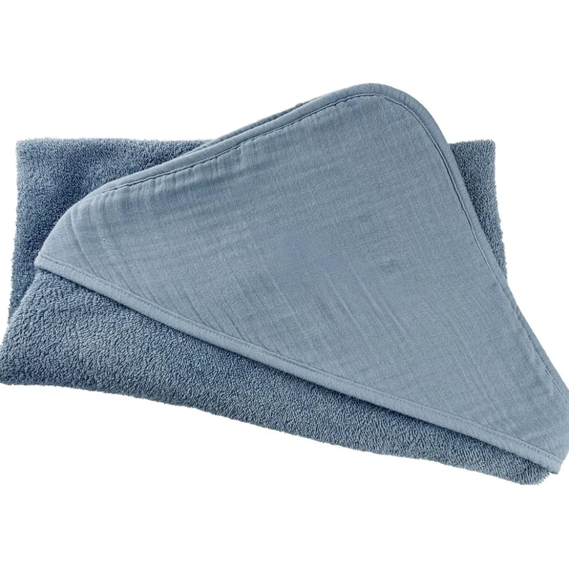 BecquetCape de bain bébé gaze de coton 75 x 75 cm GAZECAPE - bleu
