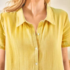 BecquetChemise de nuit liquette en gaze de coton jaune - LIQUETTE