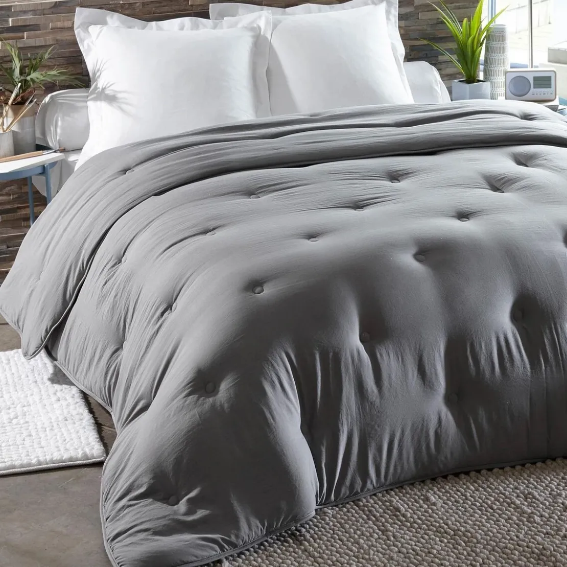 BecquetCouette chaude 400 g/m² Microfibre lavée gris - ZEPHYR
