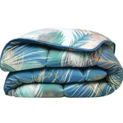 BecquetCouette chaude 400 g/m² réversible bleue à motif tropical - PLUMA