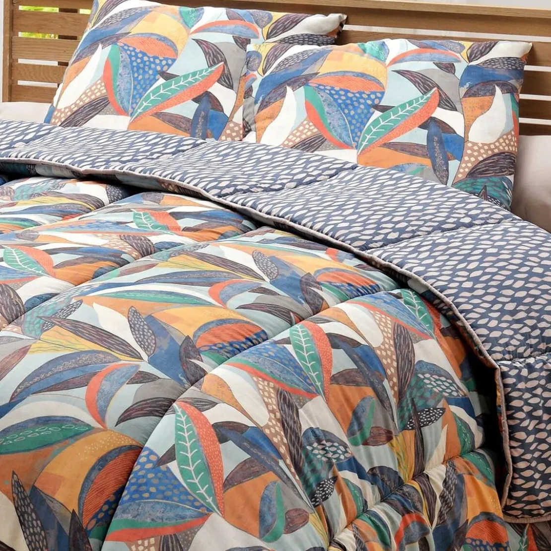BecquetCouette légère 200 g/m² réversible verte à motif tropical - NATURA DÉCO