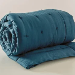 BecquetCourtepointe matelassé en Lin lavé Bleu orage