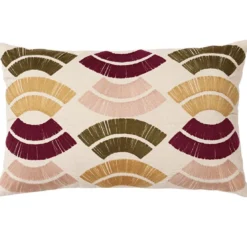BecquetCoussin en coton beige à broderie géométrique - ZIAG