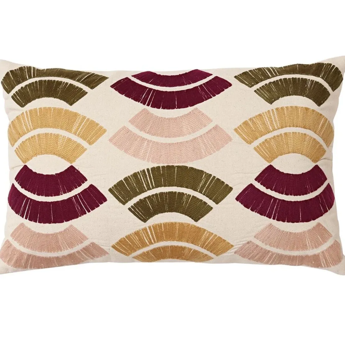 BecquetCoussin en coton beige à broderie géométrique - ZIAG