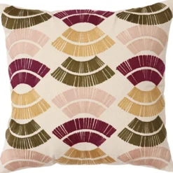 BecquetCoussin en coton beige à broderie géométrique - ZIAG