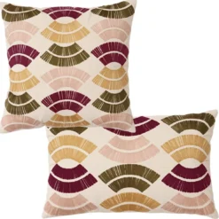 BecquetCoussin en coton beige à broderie géométrique - ZIAG