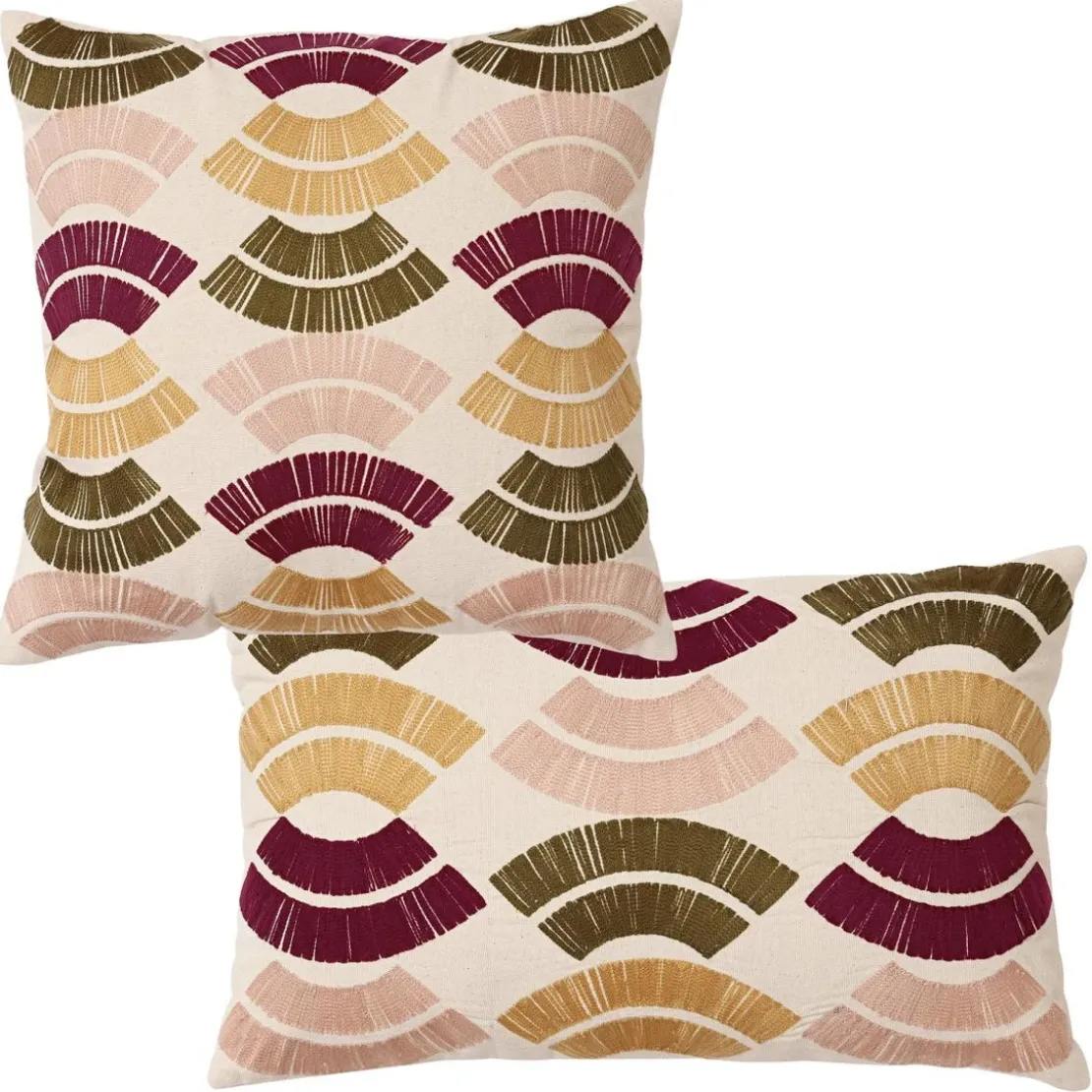 BecquetCoussin en coton beige à broderie géométrique - ZIAG