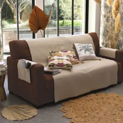 BecquetCoussin en coton beige à broderie géométrique - ZIAG
