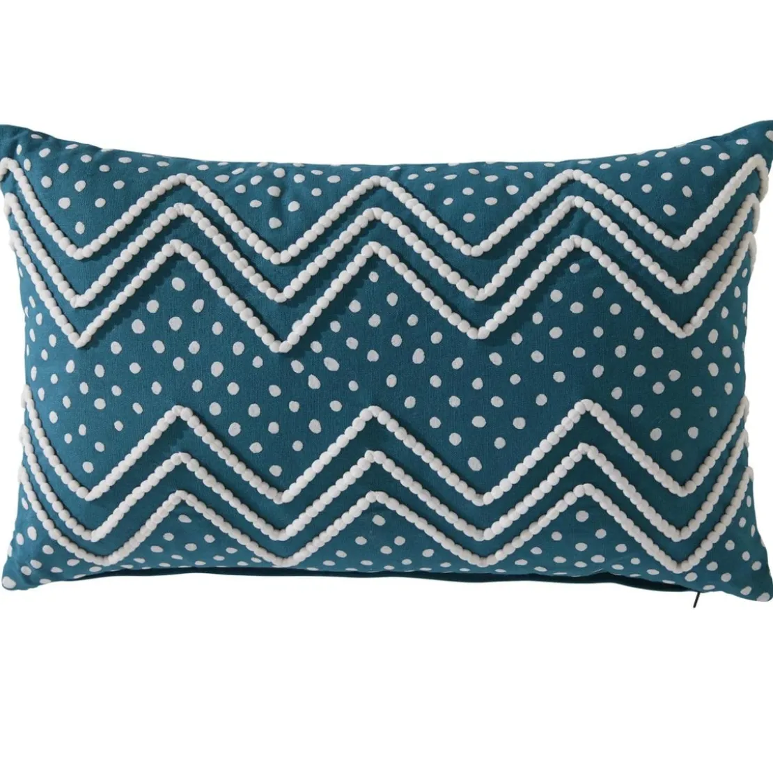 BecquetCoussin en coton bleu pétrole à motif zigzag - PUFFY