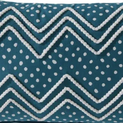 BecquetCoussin en coton bleu pétrole à motif zigzag - PUFFY
