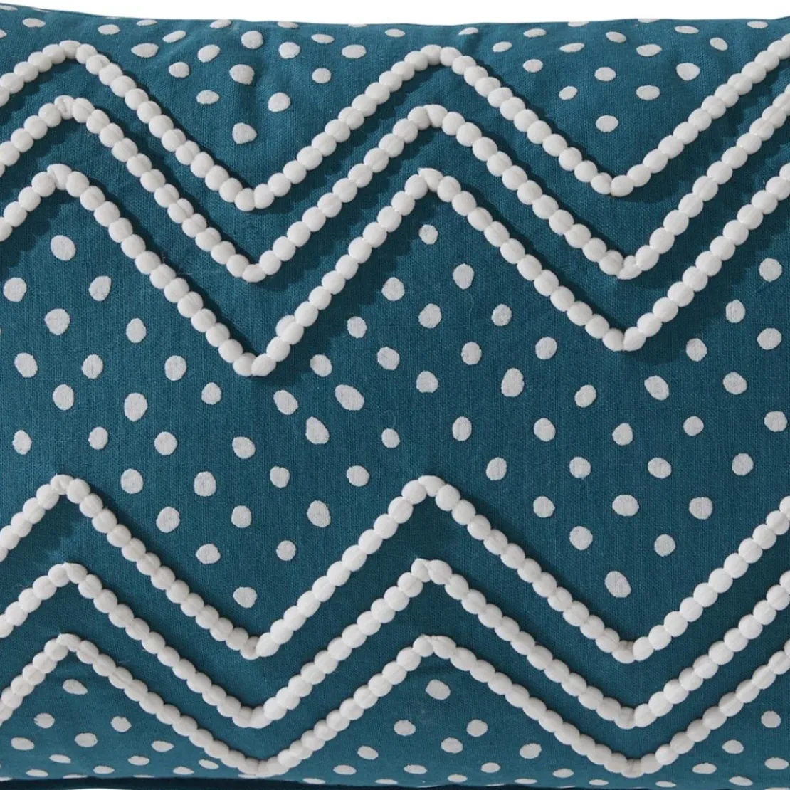 BecquetCoussin en coton bleu pétrole à motif zigzag - PUFFY