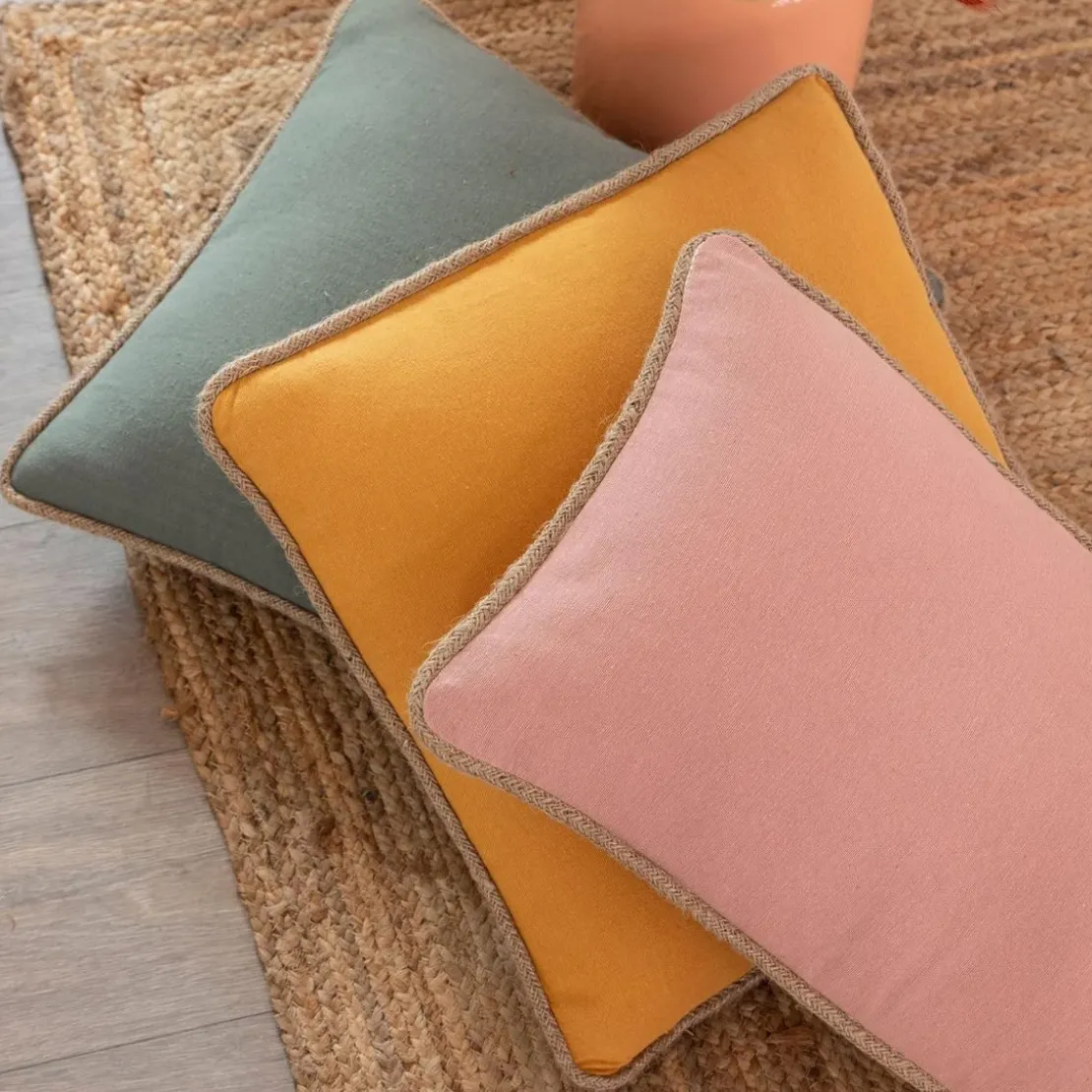 BecquetCoussin en coton recyclé rose poudré uni - CORDIA