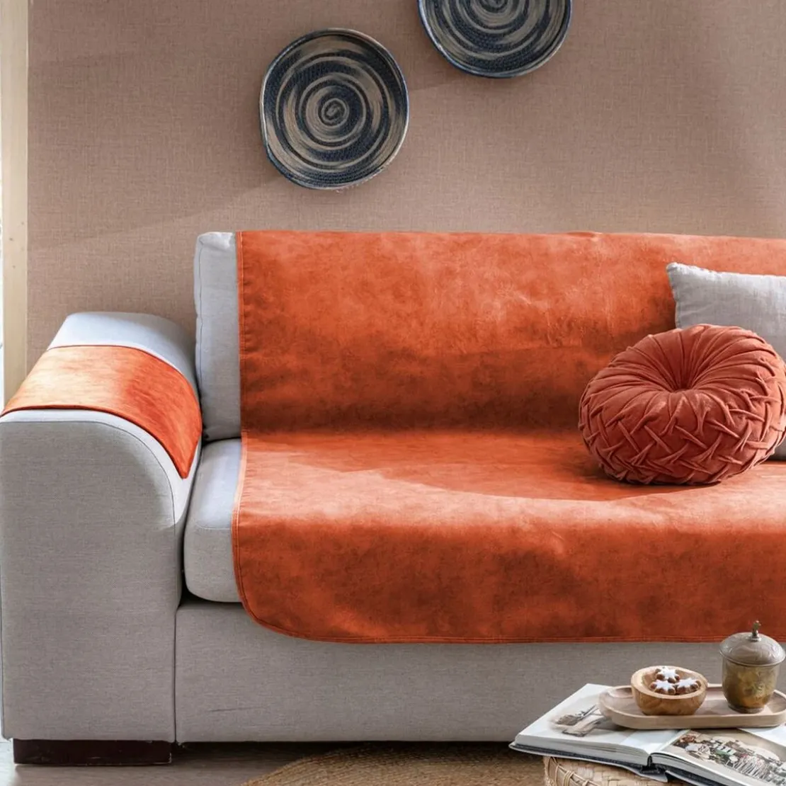 BecquetCoussin rond en coton rouge tomette - VELOURS
