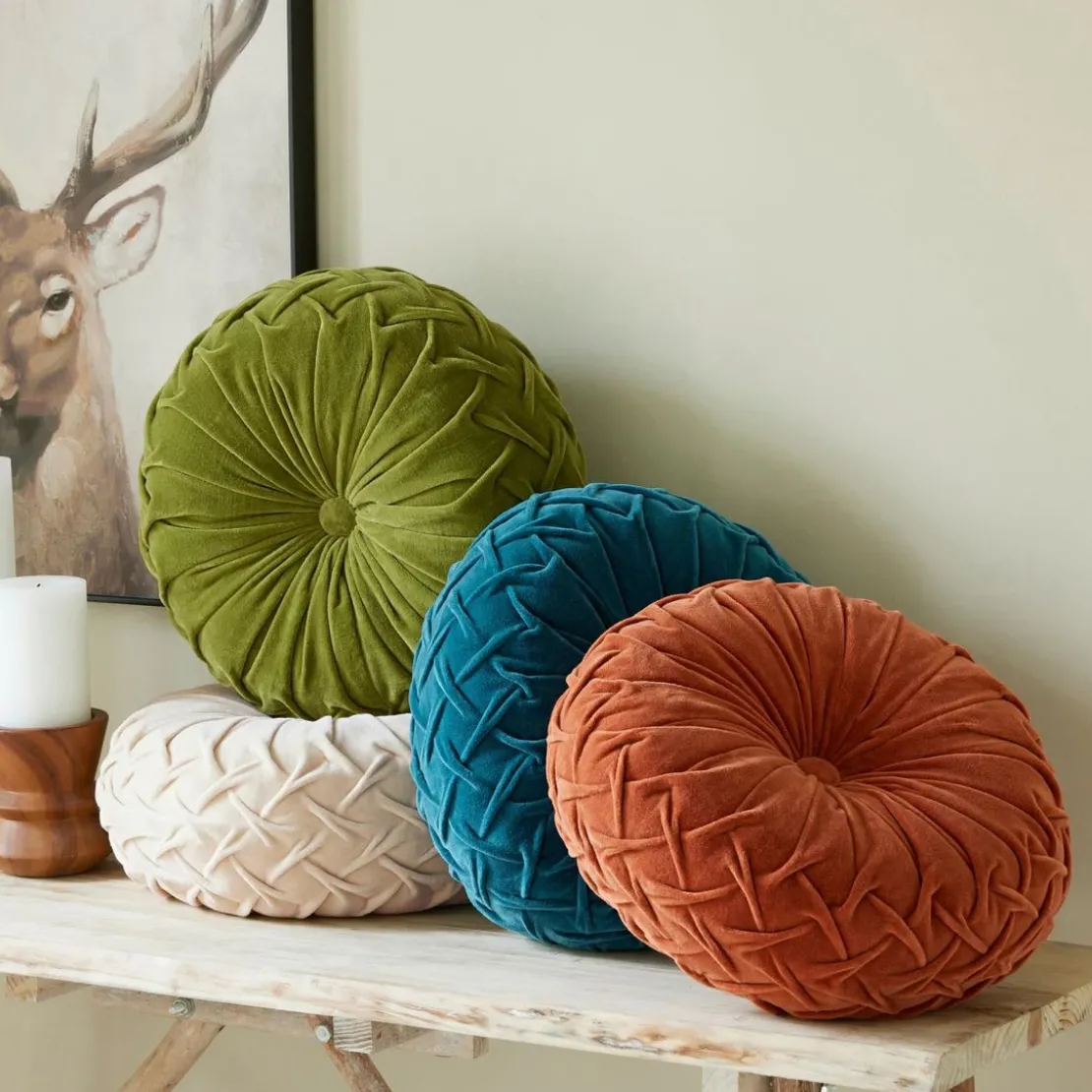 BecquetCoussin rond en coton rouge tomette - VELOURS