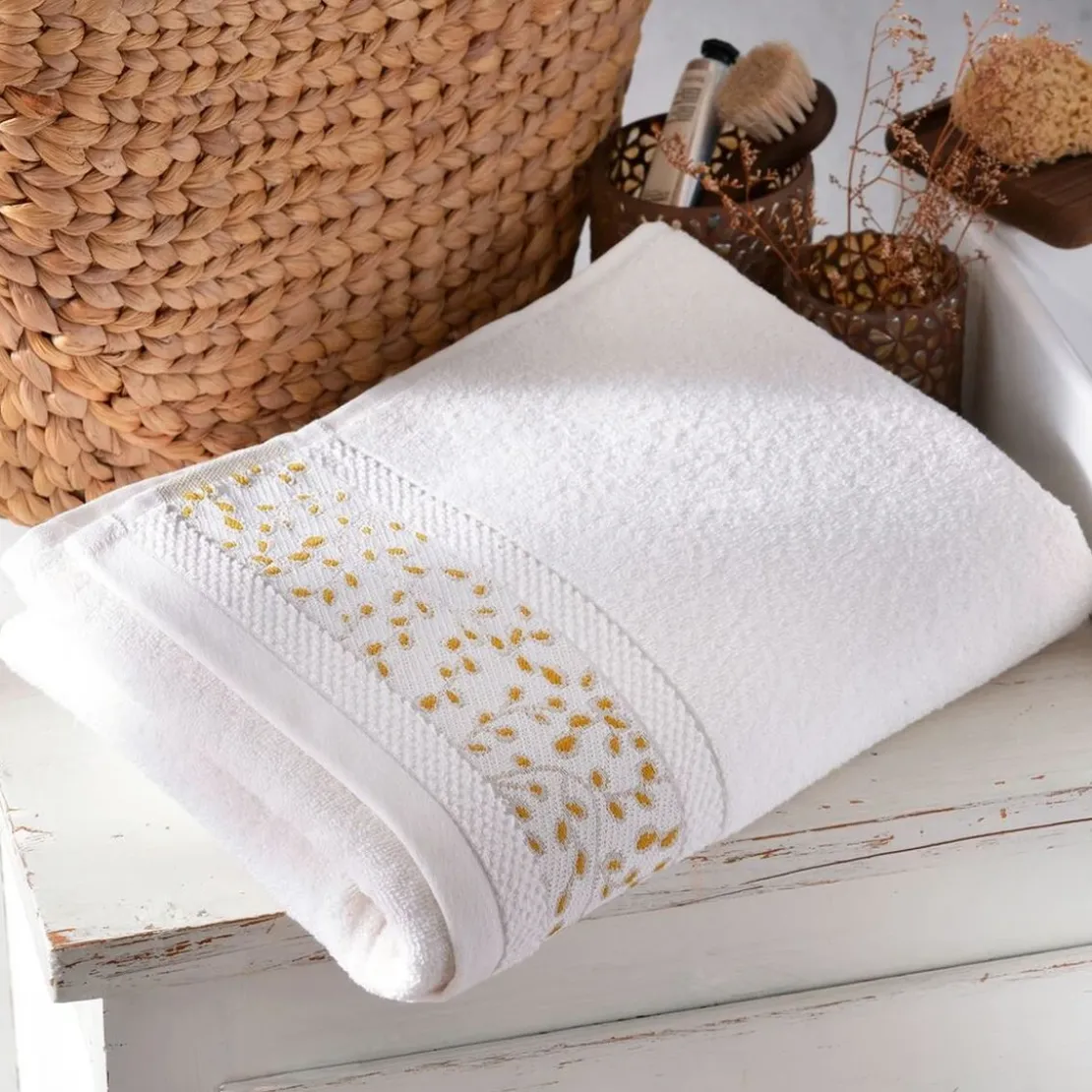BecquetDrap de bain coton EP. HERBAL blanc craie