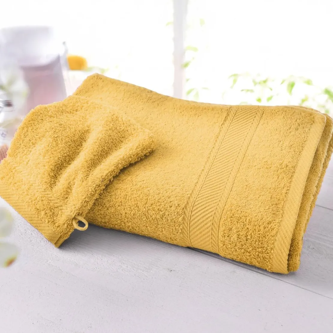 BecquetDrap de bain coton prélavé 420 g/m² CLAIRE - jaune miel